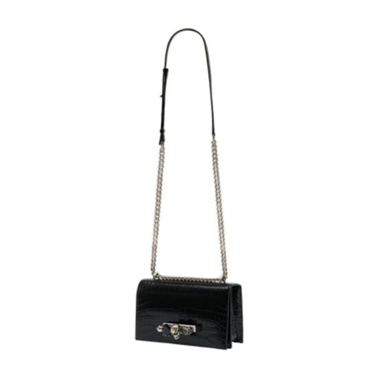  알렉산더 맥퀸 크로스백 주얼리 장식 사첼 크로스바디 블랙 - ALEXANDER MCQUEEN