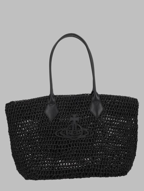 26FW 비비안웨스트우드 사피아노 미디엄 탑핸들 토트백 4D03000DU W01GTN401 BLACK