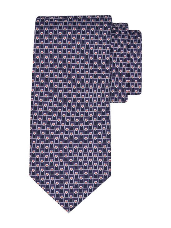 26FW 살바토레 페라가모 넥타이 351469 0795136 BLUE PATTERNED NAVY - SALVATORE FERRAGAMO