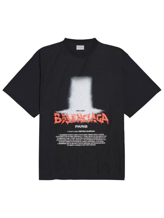 26FW 발렌시아가 더 도어 오버사이즈 티셔츠 850345 TUVO4 1000 BLACK