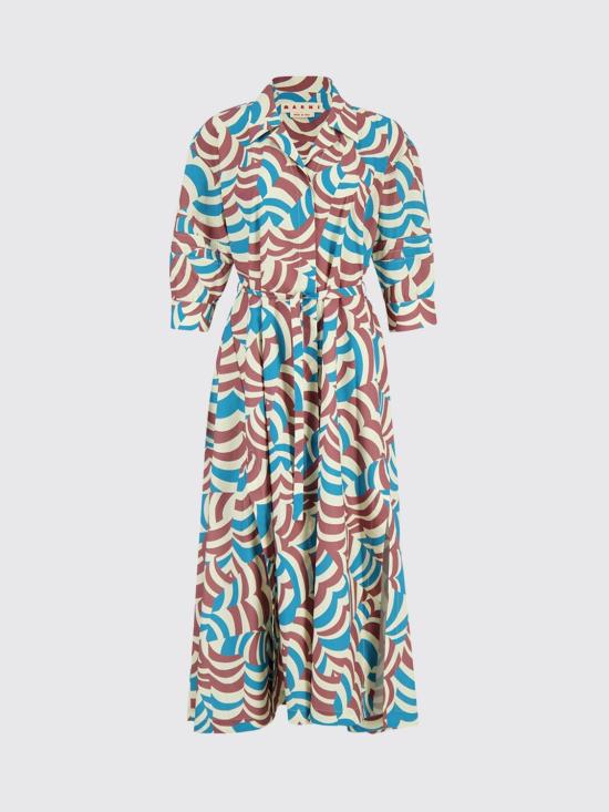26SS 마르니 롱 원피스 ABMA1550A1UTC625 YOM37 Brown - MARNI