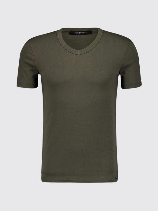 26SS 톰포드 V넥 반팔 티셔츠 T4M091040 302 Military - TOMFORD