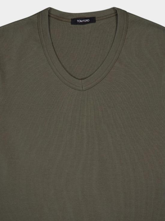 26SS 톰포드 V넥 반팔 티셔츠 T4M091040 302 Military - TOMFORD