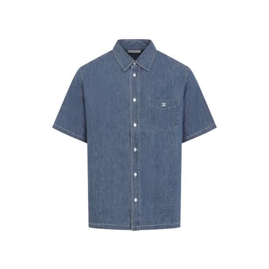 26FW 셀린느 코튼 데님 숏 슬리브 셔츠 코튼 데님 숏 슬리브 셔츠 RC0D7208I 07UO UNION OCEAN - CELINE