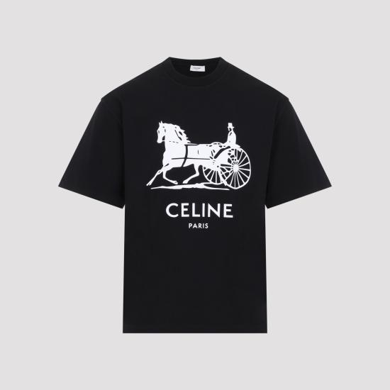 26FW 셀린느 코튼 저지 티셔츠 RX0LB1242 38AW BLACK WHITE - CELINE