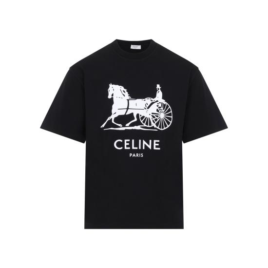 26FW 셀린느 코튼 저지 티셔츠 RX0LB1242 38AW BLACK WHITE - CELINE