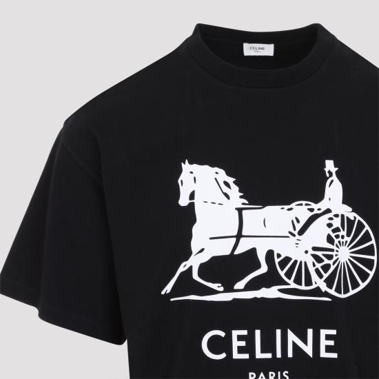 26FW 셀린느 코튼 저지 티셔츠 RX0LB1242 38AW BLACK WHITE - CELINE