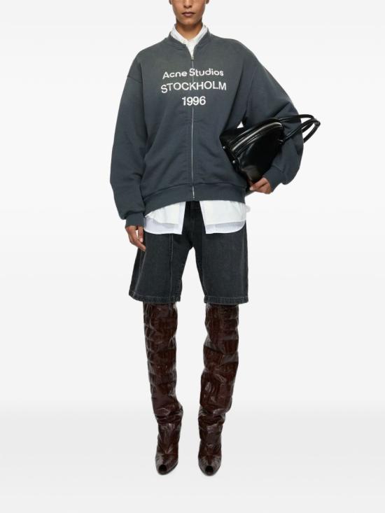26FW 아크네 스튜디오 로고 집 스웨터 자켓 CI0189 900 BLACK - ACNE STUDIOS