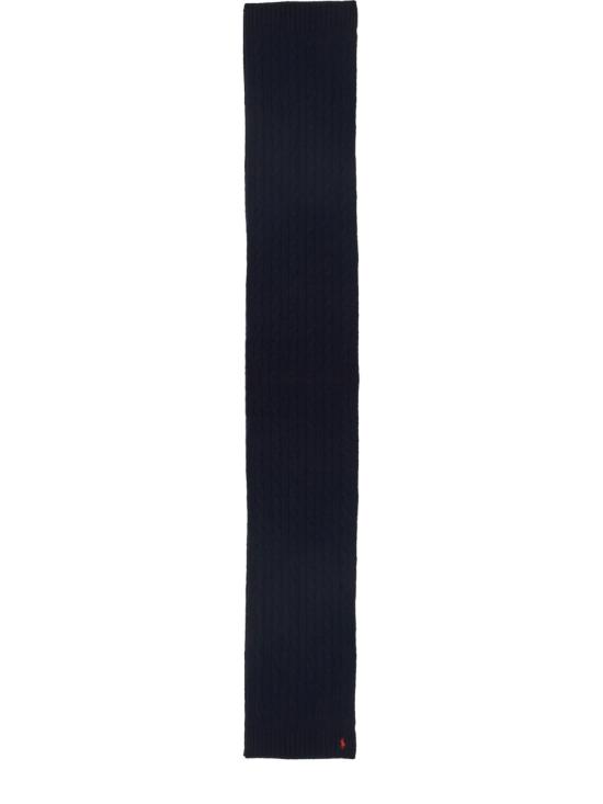 26FW 폴로 랄프로렌 포니 로고 자수 케이블 니트 스카프 455956296 009HUNTERNAVY BLUE