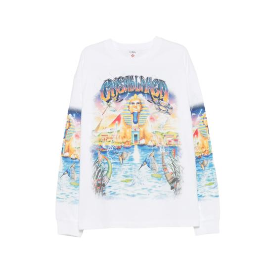26FW 카사블랑카 긴팔 티셔츠 PF26 JTS 062 03 EGYPT WHITE