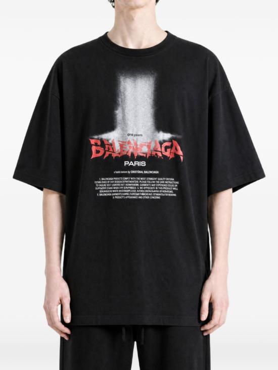26FW 발렌시아가 더 도어 오버사이즈 티셔츠 850345TUVO4 1000 BLACK - BALENCIAGA