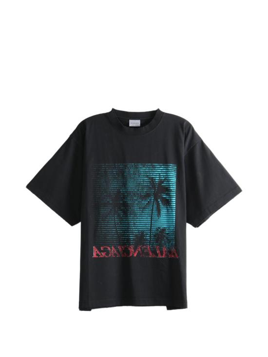 26FW 발렌시아가 반팔 티셔츠 A001VVTUVO8 1000 BLACK