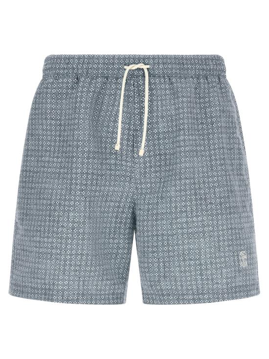 26FW 브루넬로 쿠치넬리 플라워 프린트 나일론 수영복 MR847043CQ232 Blue