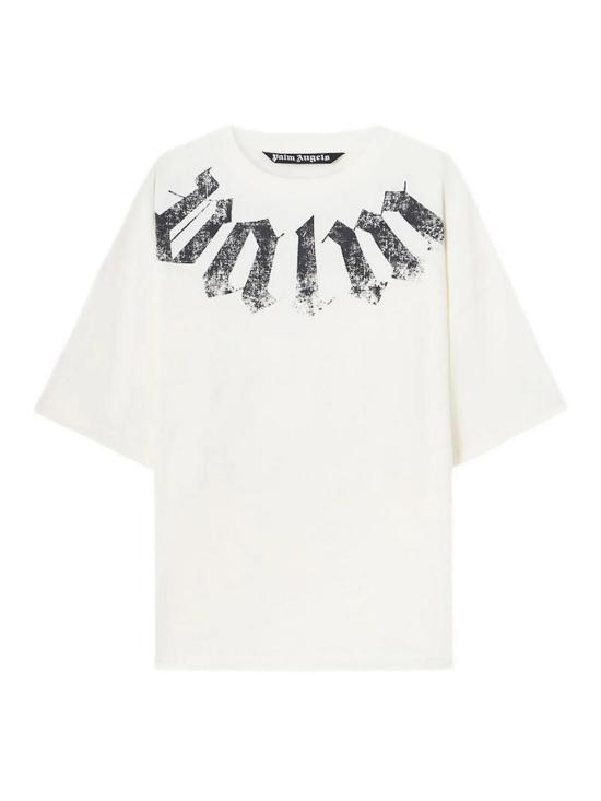 26SS 팜앤젤스 빅 넥 로고 루즈 티셔츠 PMAA10DS26JER0020310 WHITE