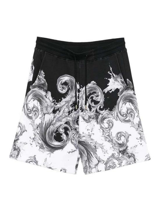 26SS 베르사체 프린티드 코튼 저지 스웨트 쇼츠 80GAD3BBFS217V22 Black