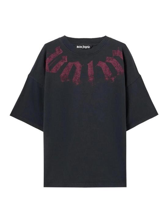 26SS 팜앤젤스 빅 넥 로고 루즈 티셔츠 PMAA10DS26JER0021028 Black