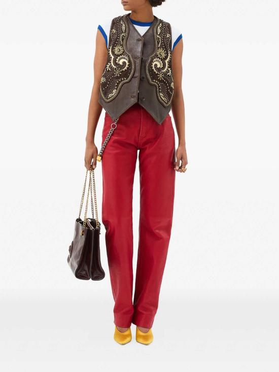 26SS 베르사체 가죽 팬츠 1A1749110237851RE60 Red - VERSACE