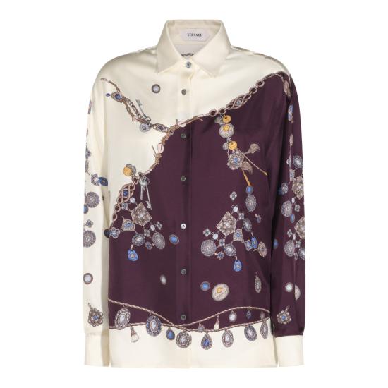 26FW 베르사체 블라우스 1025686 1A186825R880 BURGUNDY WHITE GOLD