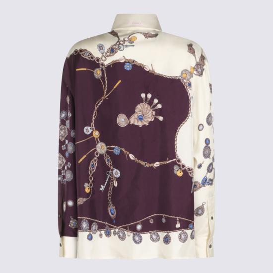 26FW 베르사체 블라우스 1025686 1A186825R880 BURGUNDY WHITE GOLD - VERSACE