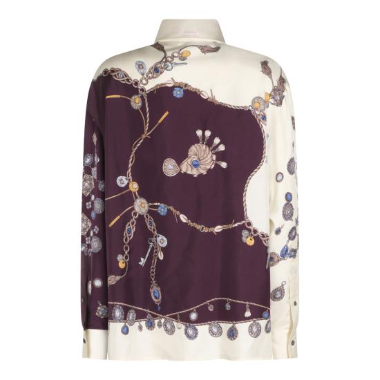 26FW 베르사체 블라우스 1025686 1A186825R880 BURGUNDY WHITE GOLD - VERSACE