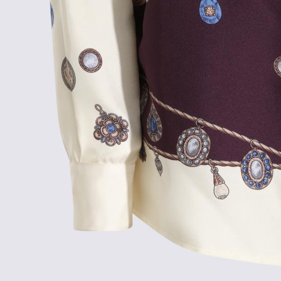 26FW 베르사체 블라우스 1025686 1A186825R880 BURGUNDY WHITE GOLD - VERSACE