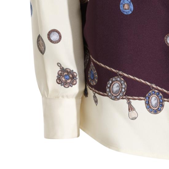 26FW 베르사체 블라우스 1025686 1A186825R880 BURGUNDY WHITE GOLD - VERSACE
