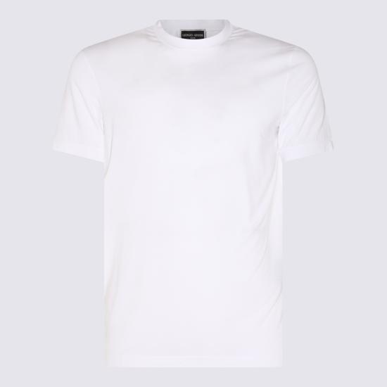 26FW 조르지오 아르마니 반팔 티셔츠 3GST52 SJP4ZU090 WHITE - GIORGIO ARMANI