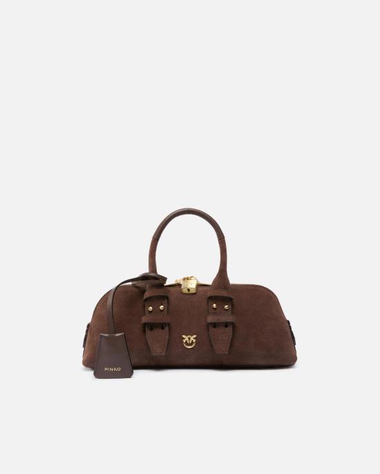 26FW 핑코 토트백 105334A2JH L74V Marrone castano mat gold