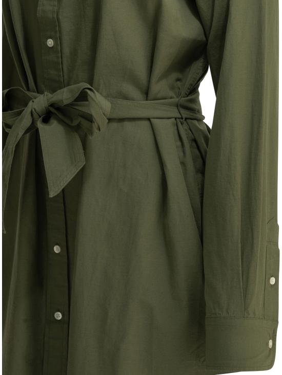 26SS 폴로 랄프로렌 미디 원피스 로고가 있는 셔미지에 미디 드레스 (녹색) - POLO RALPH LAUREN