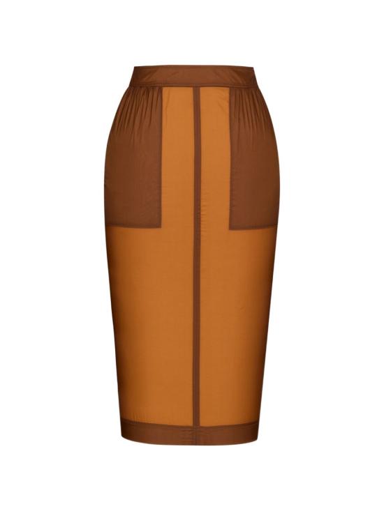 26SS 생로랑 펜슬 나일론 스커트 870894 Y8J406560 COGNAC