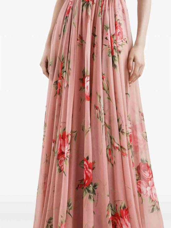 26SS 돌체앤가바나 로즈 부케 프린트 쉬폰 드레스 F6ZA1TIS11FHF5ZN Pink - DOLCE & GABBANA
