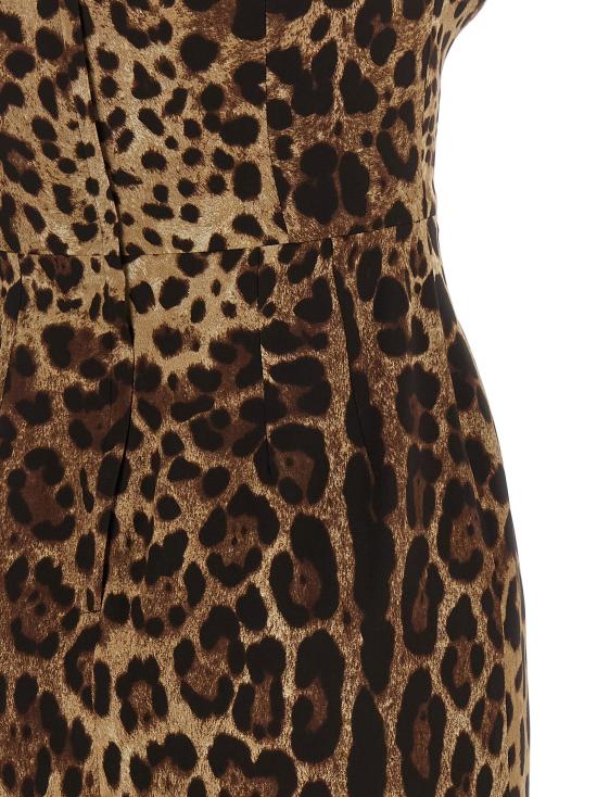 26SS 돌체앤가바나 미디 원피스 실크 샤르뫼즈 드레스 브라운 - DOLCE & GABBANA