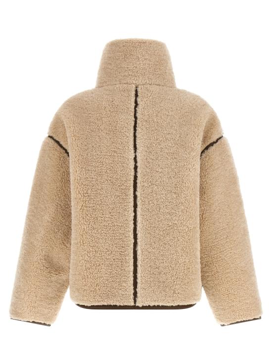 26FW 핑코 무스탕 테디 크롭 재킷 퍼 베이지 - PINKO
