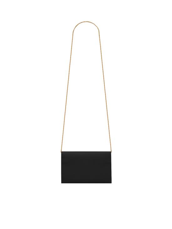 26FW 생로랑 그레인 레더 업타운 체인 지갑 607788 1GF0J1000 BLACK - SAINT LAURENT