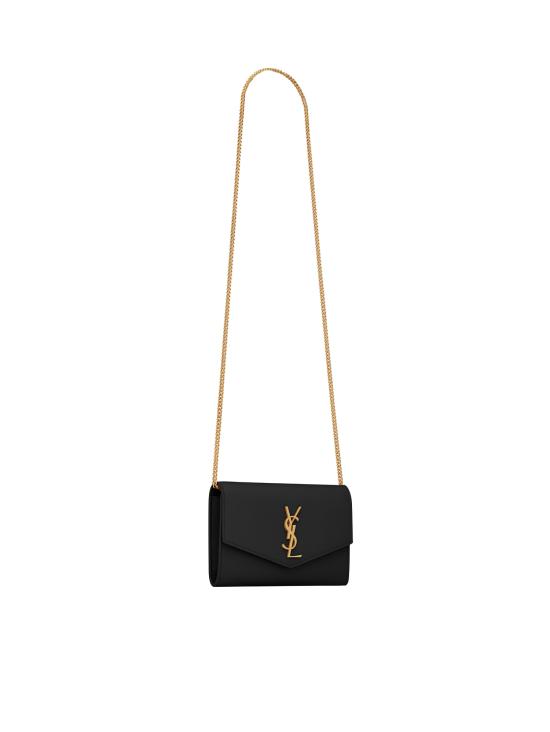 26FW 생로랑 그레인 레더 업타운 체인 지갑 607788 1GF0J1000 BLACK - SAINT LAURENT