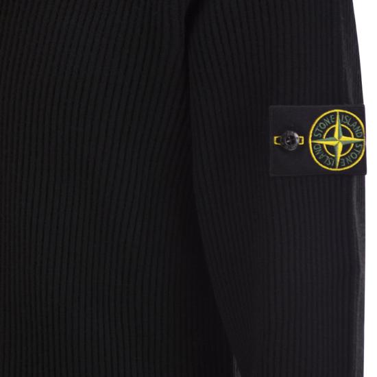 26SS 스톤 아일랜드 리브드 니트 로고 패치 스웨터 리브드 니트 로고 패치 스웨터 L2S155100053 BLACK - STONE ISLAND