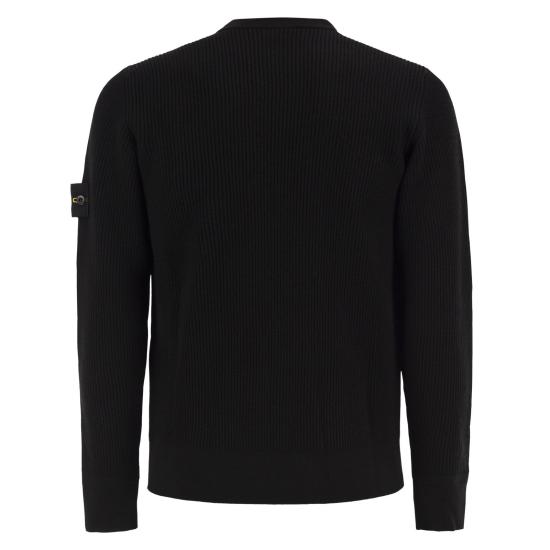 26SS 스톤 아일랜드 리브드 니트 로고 패치 스웨터 리브드 니트 로고 패치 스웨터 L2S155100053 BLACK - STONE ISLAND