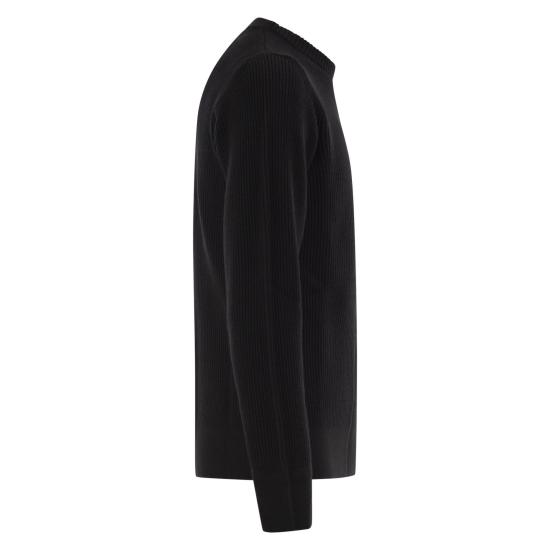 26SS 스톤 아일랜드 리브드 니트 로고 패치 스웨터 리브드 니트 로고 패치 스웨터 L2S155100053 BLACK - STONE ISLAND