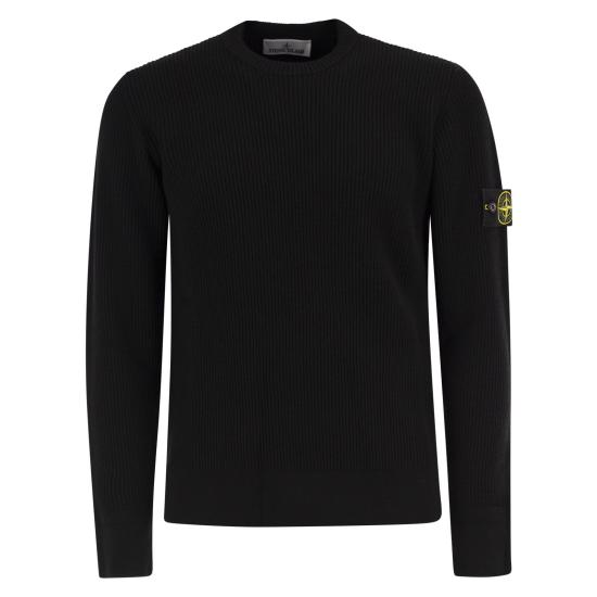 26SS 스톤 아일랜드 리브드 니트 로고 패치 스웨터 리브드 니트 로고 패치 스웨터 L2S155100053 BLACK