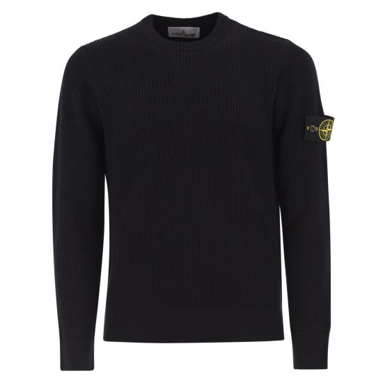 26SS 스톤 아일랜드 리브드 니트 로고 패치 스웨터 리브드 니트 로고 패치 스웨터 L2S155100053 NAVY