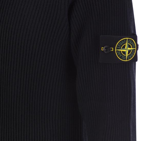 26SS 스톤 아일랜드 리브드 니트 로고 패치 스웨터 리브드 니트 로고 패치 스웨터 L2S155100053 NAVY - STONE ISLAND