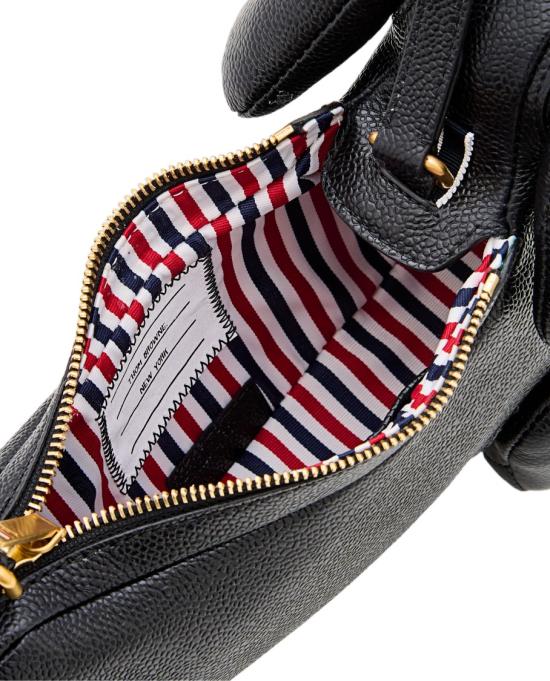  톰브라운 페블 그레인 헥터 바게트백 FAP341A00198001 Black - THOM BROWNE
