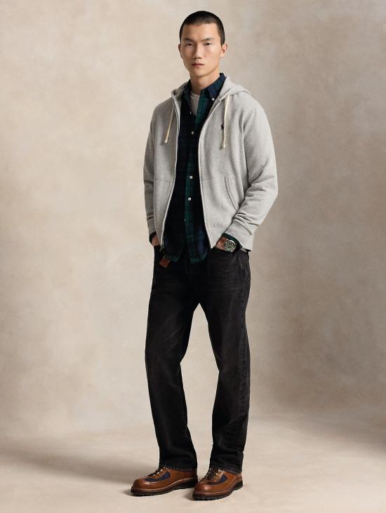 26FW 랄프 로렌 자켓 Felpa 미스토 코톤 콘 카푸치오 그리지오 소재의 풀 지퍼 - RALPH LAUREN