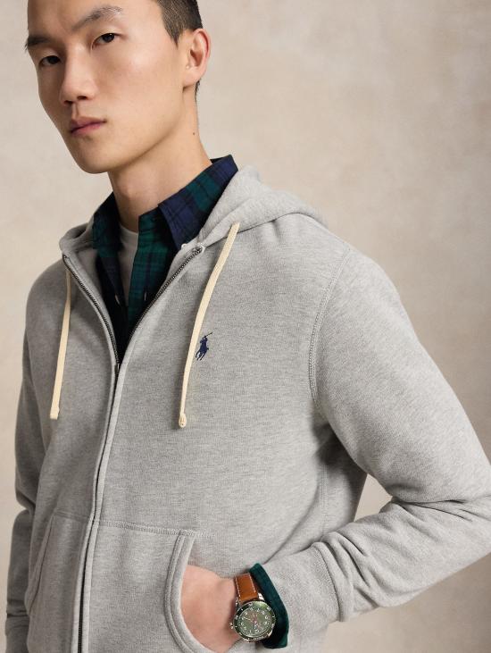 26FW 랄프 로렌 자켓 Felpa 미스토 코톤 콘 카푸치오 그리지오 소재의 풀 지퍼 - RALPH LAUREN