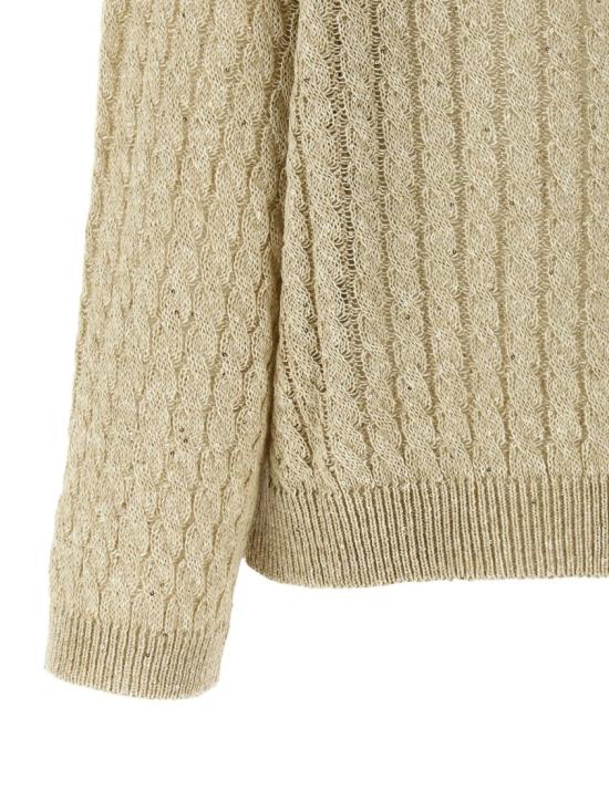26SS 브루넬로 쿠치넬리 리넨 대즐링 케이블 오픈워크 스웨터 MCO559710C8925 Neutrals - BRUNELLO CUCINELLI