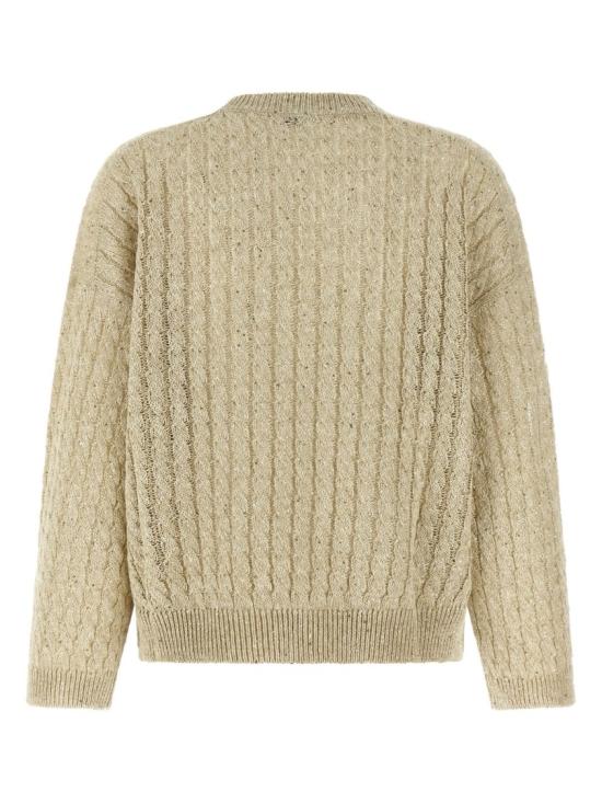 26SS 브루넬로 쿠치넬리 리넨 대즐링 케이블 오픈워크 스웨터 MCO559710C8925 Neutrals - BRUNELLO CUCINELLI