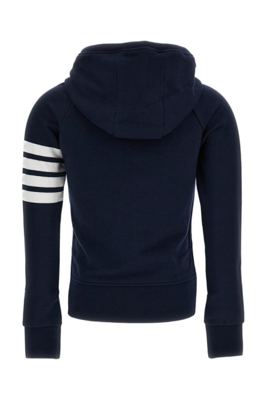  톰브라운 4바 루프백 저지 니트 엔지니어드 집업 후드 FJT001A00535415 Blue - THOM BROWNE