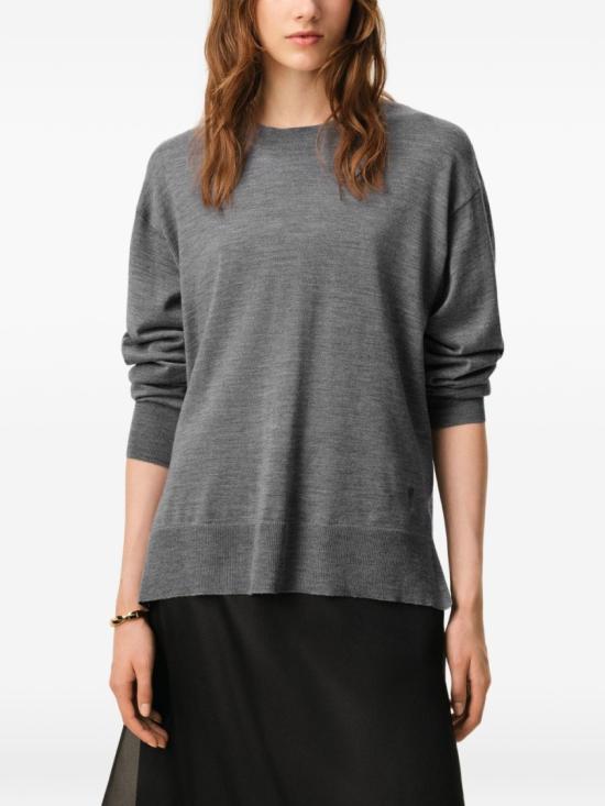 26SS 아미 씬 울 크루넥 아미 드 하트 스웨터 UKS856KN00660516 Grey - AMI
