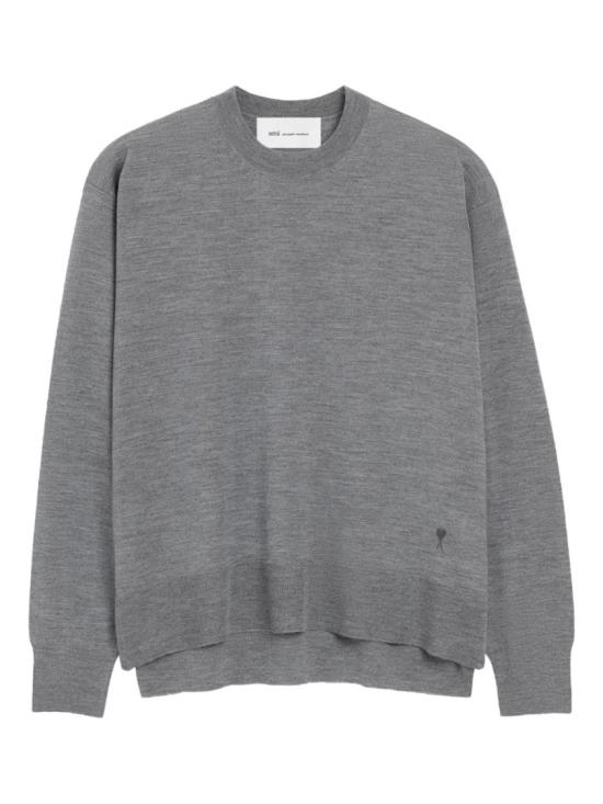 26SS 아미 씬 울 크루넥 아미 드 하트 스웨터 UKS856KN00660516 Grey