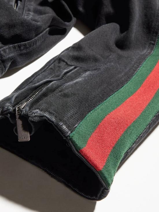 26FW 구찌 GG 자카드 레더 트림 코튼 데님 자켓 872075 XDDHQ Black - GUCCI